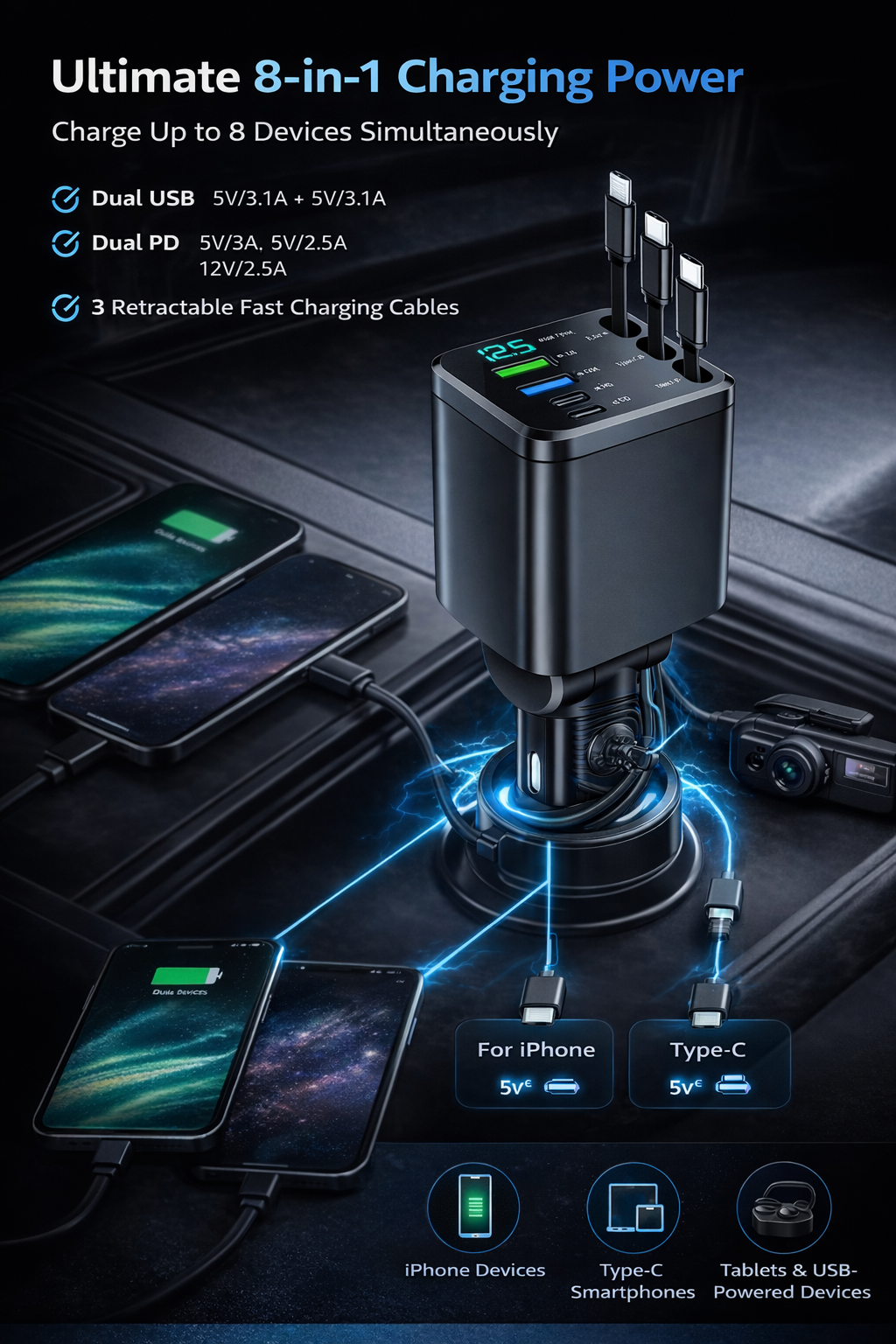 Ultimate 8-in-1 Universal Car Charger