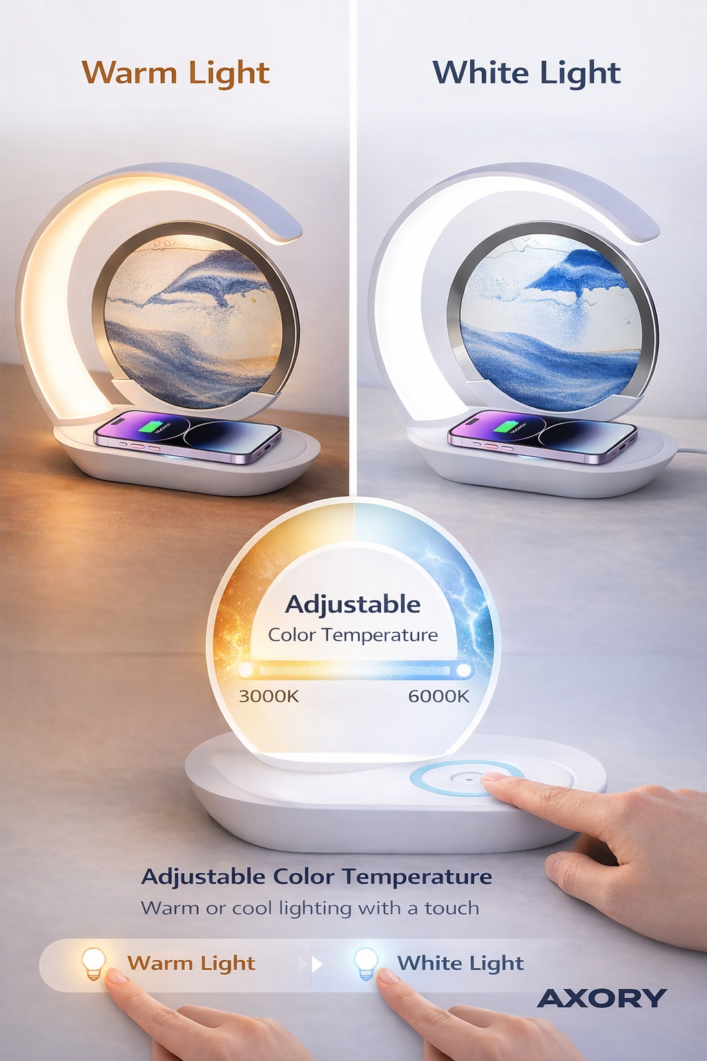 FlowLight™ 3D Sand Art Lamp with 15W Wireless Charging